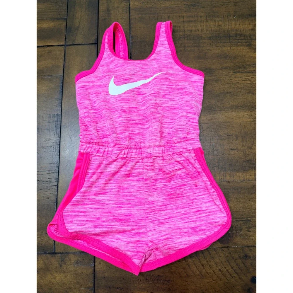 Nike Girls Pink Dri-FIT Space Dye Romper Sleeveless One Piece 18M 80-85cm